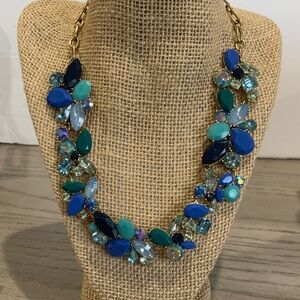 Elegant Blue and Gold J Crew Statement Necklace